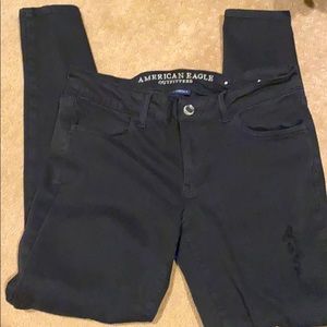 American Eagle destroyed black jeggings